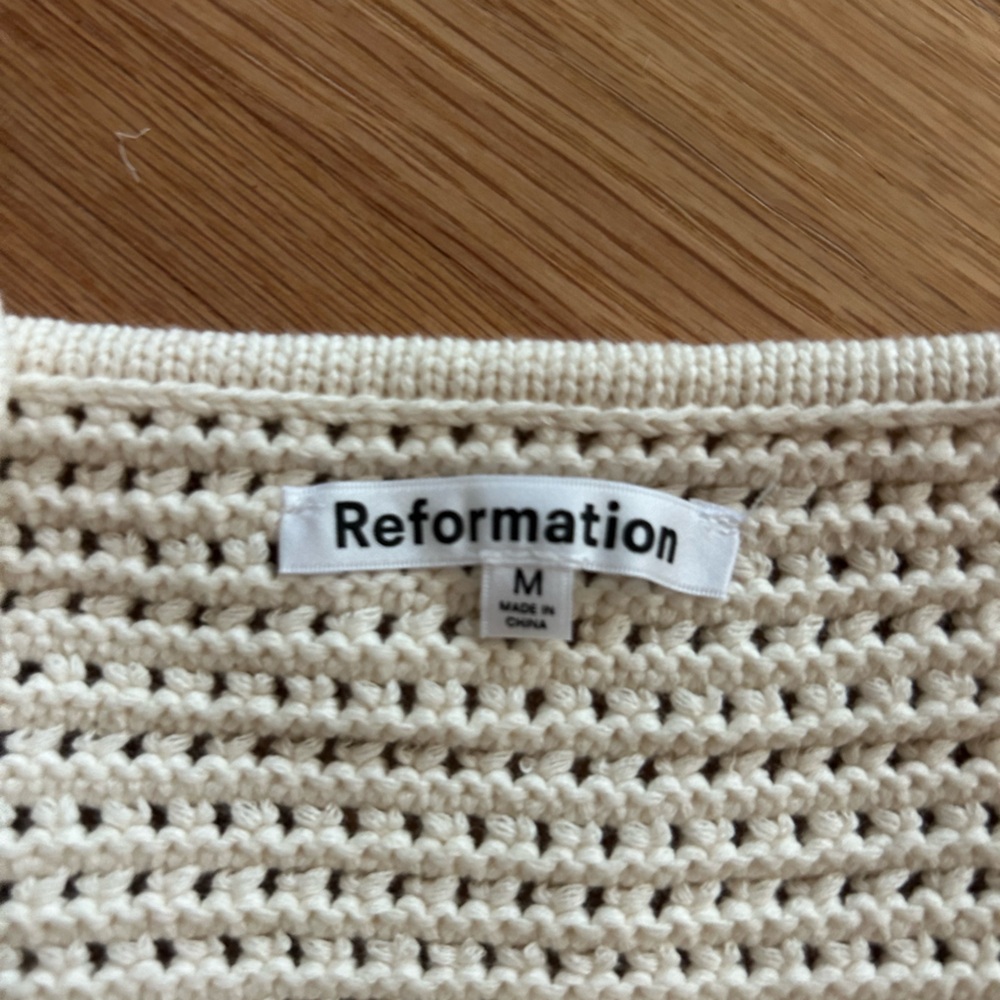 NWT reformation Rosia Open Knit Tank - White Crochet Knit Women's Top - Picture 6 of 6